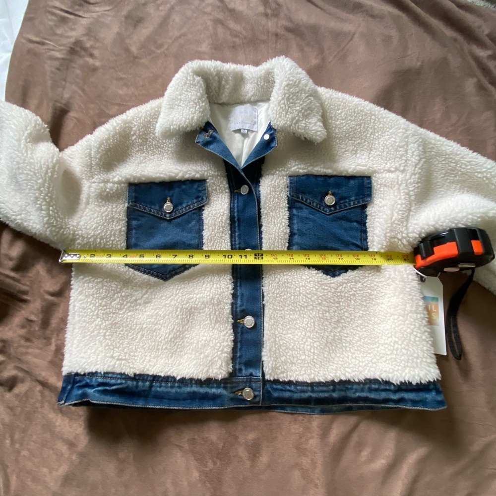 April Kiss Sherpa and Denim Trimmed Jacket. Juniors Size Small. NWT - Picture 11 of 16